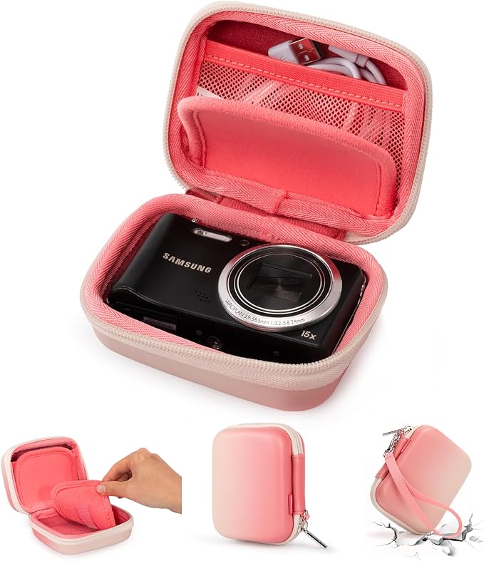Cwatcun Digital Camera Case, Compact Protective Pouch for Kodak/Canon/Sony | Fits cameras up to 4.9"x3.5"x2.2". 900Dscratch-resistant, water-repellent, 3-layer shockproof sponge, detachable wristband. by FocusonCameraBag
