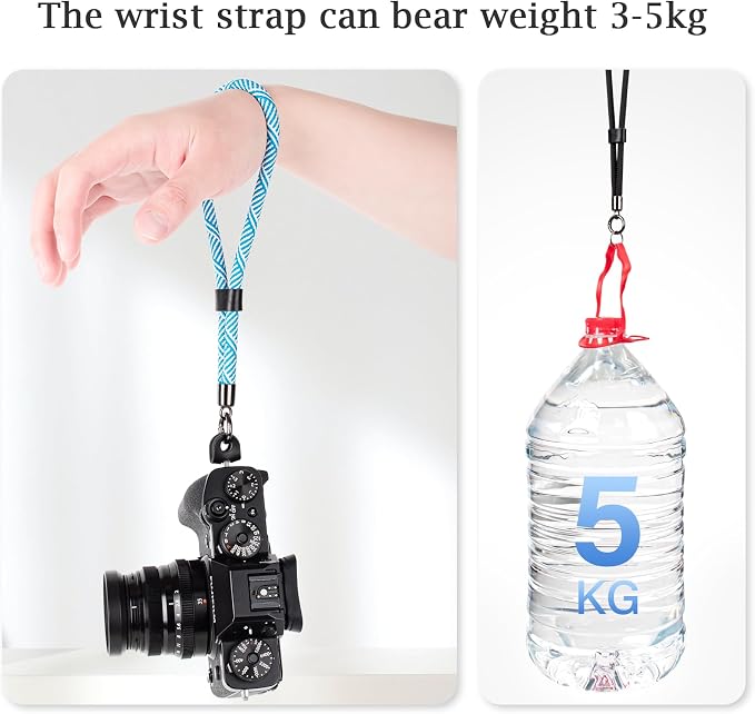 VOVMOEYA Camera Wrist Strap Rope,Camera Hand Strap Compatible with Fujifilm NikonCanon Sony DSLR Camera - Striped Blue - Image 3