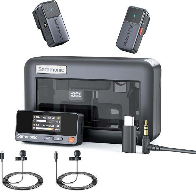 Saramonic Air Wireless Lavalier Microphones for for iPhone/Camera/Android/PC, Ultralight, 48kHz/24-bit,120dB Max SPL, 300m Range, Noise Cancelling, Lapel Microphone Wireless for Vlogging by Saramonic