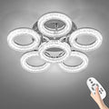 Modern Ceiling Light, 6 Rings 17.7'' Dimmable LED 60W Flush Mount Ceiling Lights with Remote Acrylic Crystal Round Ceiling Light Fixture, Bedroom Living Room Dining Room, Chrome by OKELI