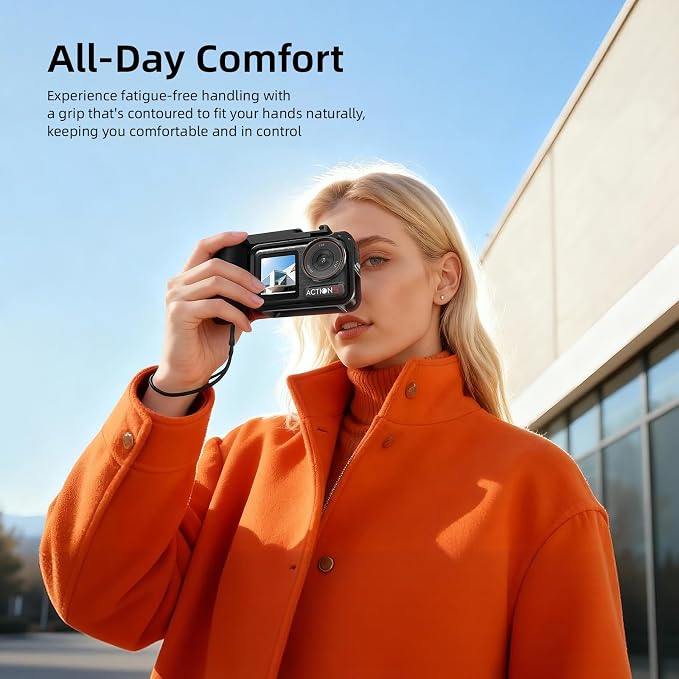 AMAZEAR DSLR Shutter Grip for DJI OSMO Action 5 Pro Accessories, Street Capture Camera Handle with Quick-Release Mount, DSLR Style Rapid Photography Snapshot, Cool & Fashionable, Black - Image 6