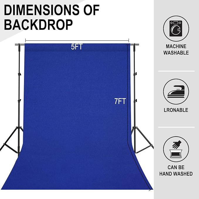 GFCC 5FTx7FT Royal Blue Backdrop Background for Photography Photoshoot | Non-Reflective, Polyester Curtain, Easy Hang, Multipurpose Screen for Studio Photo Booth, Video Recording, Portrait, Party - Image 4