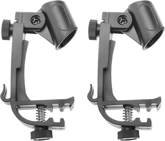 Adjustable Drum Rim Mic Clips, Microphone Mount Clamp (Pack of 2) | Rim-Mount Mic Clips Position Microphones Without a Floor Stand, Check Drum Rim and Microphone Fit Before Purchase by FameFame