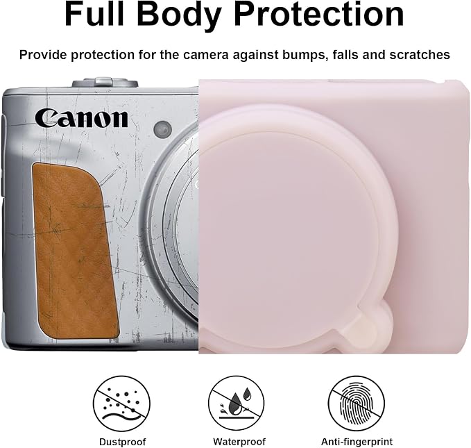 BOVKE Silicone Camera Case for Canon PowerShot SX740 / SX730 Digital Camera, SX740 HS Soft Protective Case Cover Rubber Camera Slim Fit Sleeve with Removable Lens Cover, Jelly Pink - Image 3