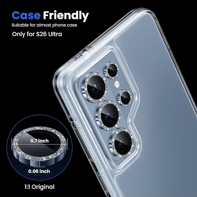 WSKEN for Samsung Galaxy S26 Ultra Camera Lens Protector - Ultra Thin | Case Friendly, 9H Shatterproof Tempered Glass, Anti Scratch Metal Circle, Camera Screen Protector Cover Accessories, Blue - Image 5