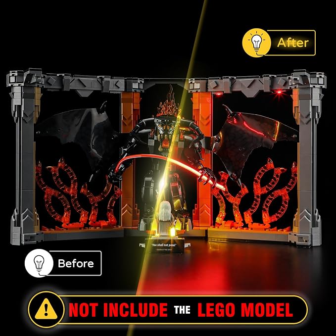 YEABRICKS LED Light Kit for Lego LOTR Balrog Book Nook 10367 | Beginner-Friendly DIY LED Light Kit for Lego 10367, Ideal Home Decor & Birthday Gift for Fans (Model Not Included) - Image 4