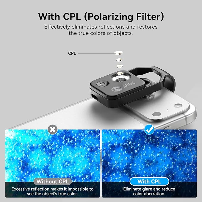 200X Phone Mini Pocket Microscope with CPL Filter, LED Light, Universal Clip, Nano Zoom Portable Digital Microscope Camera Attachments for 99% Smartphone - Image 5