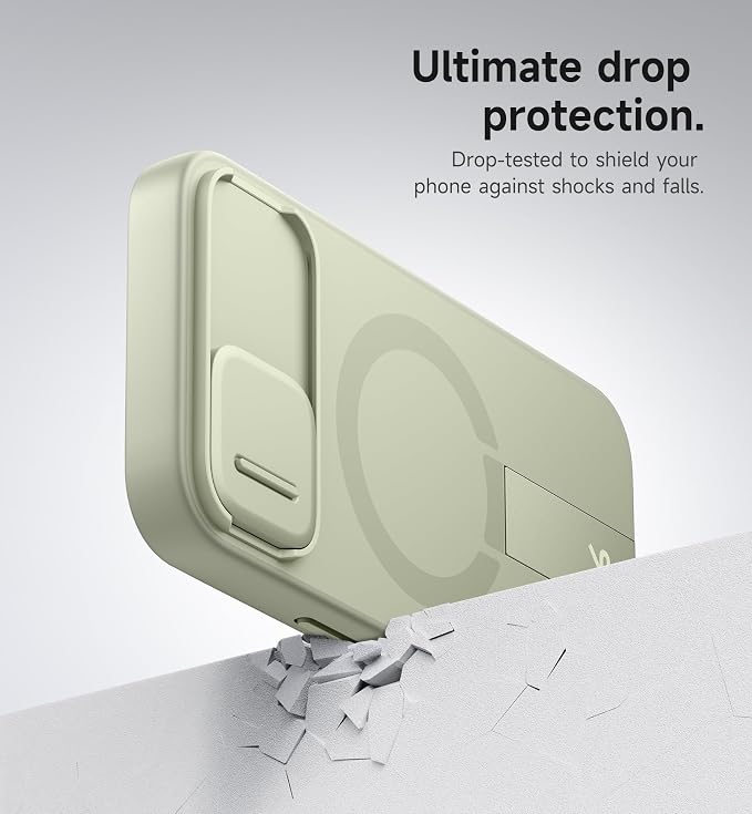 SURITCH for iPhone 17e/16e Case with Magnetic Camera Slide Cover and Adjustable Kickstand, Compatible with MagSafe, Shockproof Bumper Case Slim Protective Cover 6.1 Inch,Green - Image 7