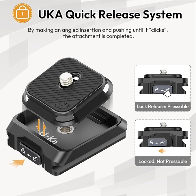 ULANZI UKA01 Camera Quick Release Plate, Tripod Mount Camera Adapter Kit | Quick Release with 1/4''-3/8" Screw for Gimbals, Sliders, DSLR, Tripods DJI Sony& 38mm Arca-Swiss Max Load 20kg(Base & Plate) - Image 2