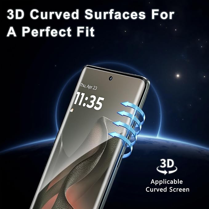 2+2 Pack for Motorola Edge 2025 Screen Protector and Camera Protectors, Fingerprint Support, Case Friendly, Bubble-Free, Anti-Scratch, 9H Hardness, HD Clear Glass Screen Protector for Edge 2025 - Image 4