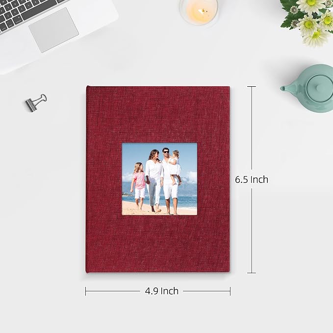 Mublalbum 2 Pack Small Photo Album 4x6, 52 Pockets, Linen Cover,Red | Linen Cover with Display Window, 52 Vertical Pockets, Portable Mini Picture Book for Artwork Postcards, Picture Storage - Image 2