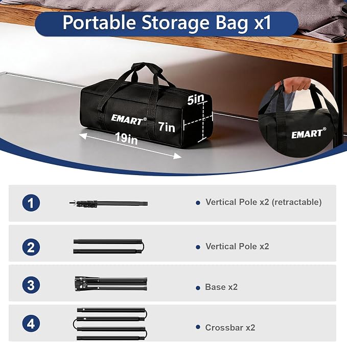 EMART 3-in-1 Backdrop Stand 10x8.5 ft Adjustable Photography Banner Stand | T-Shape Back Drop Stand for Party, Wedding, Events Dectorations, Background Support kit for Photo Video Studio with 8 Clamps - Image 7