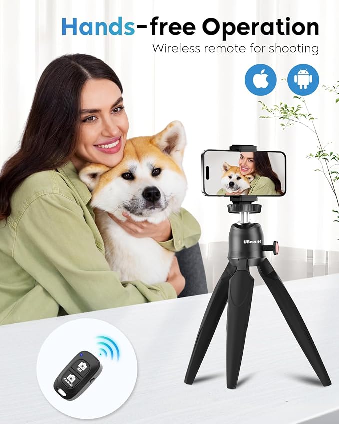 UBeesize Flexible Tripod for iPhone and Samsung with Remote and Phone Holder, Ideal for Video Recording, Vlogging, and Selfies, Compatible with Canon and Sony Cameras - Image 3