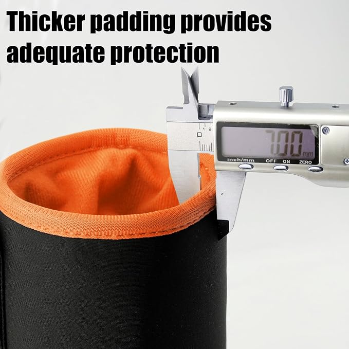 4Pcs Camera Lens Case Bag,4 Size Orange Water Resistant Protective Lens Pouch Set With Adjustable Drawstring Rotating Clamp,Replacement Compatible Thick Protective Neoprene for Canon,Nikon,Sony,Pentax - Image 4