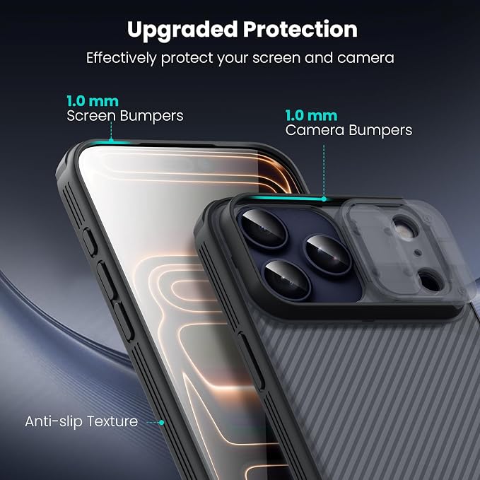 Nillkin for iPhone 17 Pro Max Case with Slide Camera Cover | Full Camera Protection | Thin Slim Fit | Shockproof Protective | Phone Case for iPhone 17 Pro Max, Transparent Black - Image 9
