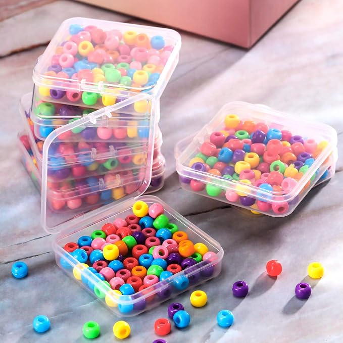 SATINIOR 12 Pack Clear Plastic Beads Storage Containers Box with Hinged Lid for Beads and More (2.75 x 2.75 x 0.67 Inch) - Image 3