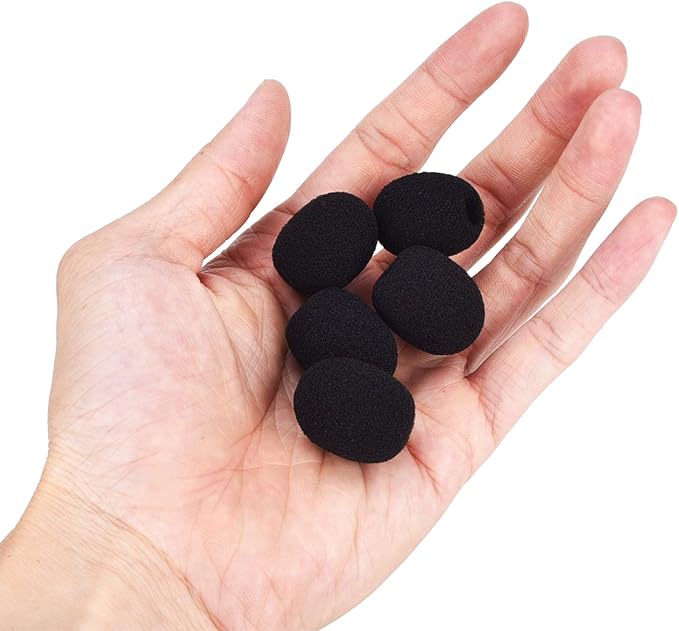 Eboot 5 Pack Mini Lapel Headset Microphone Windscreen Foam Cover, Black | Mic Muffler Pop Filter, Lapel Mic Foam Cover, Small Mic Windscreen,Fits Most Headset Mic Heads, Reduces Wind Noise - Image 4
