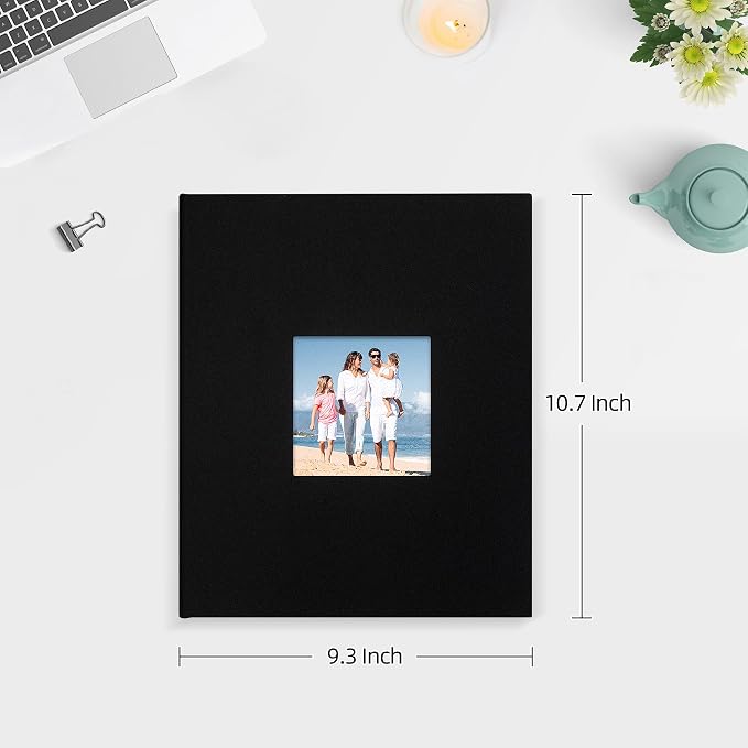 Mublalbum 2 Pack Small Photo Album 8x10, 52 Pockets, Linen Cover,Black | Linen Cover with Display Window, 52 Vertical Pockets, Portable Mini Picture Book for Artwork Postcards, Picture Storage - Image 2