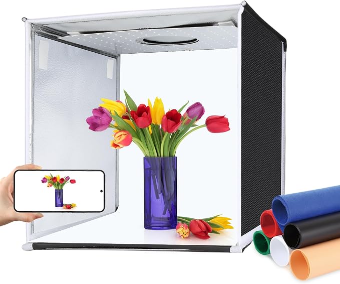 PULUZ Portable Light Box, 16"x16" Professional Dimmable Photo Box Photography with High CRI 144 LED Lights, Upgraded Lightbox with 6 Backdrops for Product Photography by PULUZ