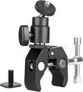ChromLives Camera Clamp Mount Ball Head Clamp Super Clamp and Mini Ball Head Hot Shoe Mount Adapter with 1/4"-20 Tripod Screw Compatible with LCD/DV Monitor, LED Lights, Flash Microphone and More by ChromLives