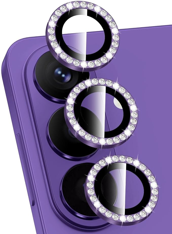 for Samsung Galaxy S26 Camera Lens Protector, Individual Metal Ring Tempered Glass Lens Cover, [Strong Adsorption] Scratch Resistant Ultra-Thin HD Clear Lens Cover, 1 Set-Violet Diamond by Btscase