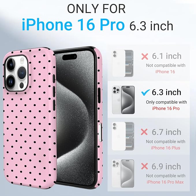 TPU Phone Case for iPhone 16 Pro, MagSafe Wireless Charging Compatible, Shockproof Slim Fit Protective Cover with Anti-Yellowing & Raised Camera Protection (Polka dot 4, iPhone 16 Pro) - Image 2