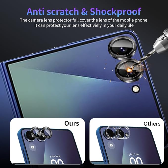 Camera Lens Protector for Samsung Galaxy Z Flip 7,1 Pack | Tempered Metal Glass Camera Cover Film,HD Clear,Anti-Scratch Lens Screen Protector Film,Case Friendly,Black Titanium - Image 4