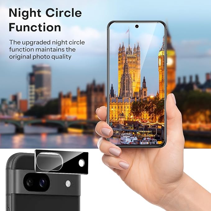 OMOTON 3+2 Pack for Google Pixel 8a Screen Protector 6.1 inch | 3 Pack Tempered Glass Screen Protector & 2 Pack Camera Lens Protector with Alignment Framework, Case Friendly - Image 4