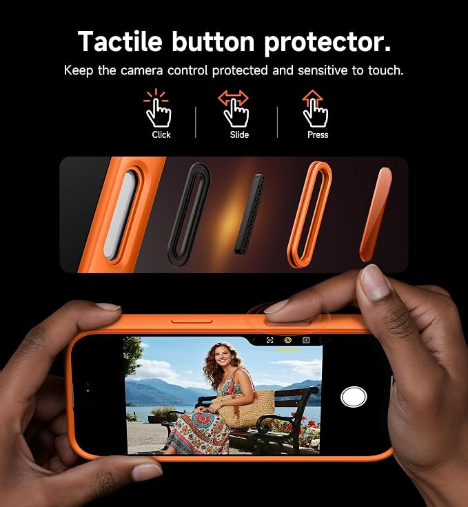 SURITCH for iPhone 17 Case with Camera Control Cover, Camera Slide Cover and Adjustable Kickstand, Compatible with MagSafe, Shockproof Bumper Protective Cases 6.3 Inch, Orange - Image 5