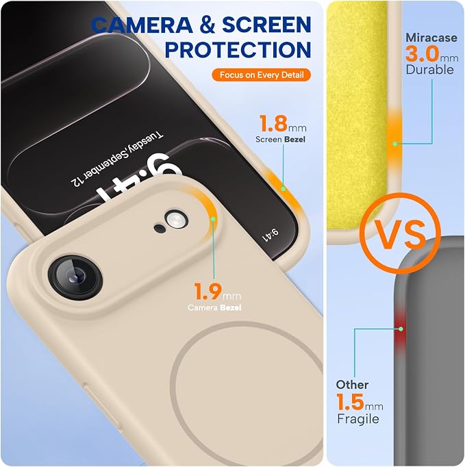 miracase Magnetic for iPhone Air Case, Compatible with MagSafe, Integrated Silicone Camera Control Cover, 3.0mm Thicken Shockproof Drop Protection Phone Case for 17 Air,Sand - Image 2
