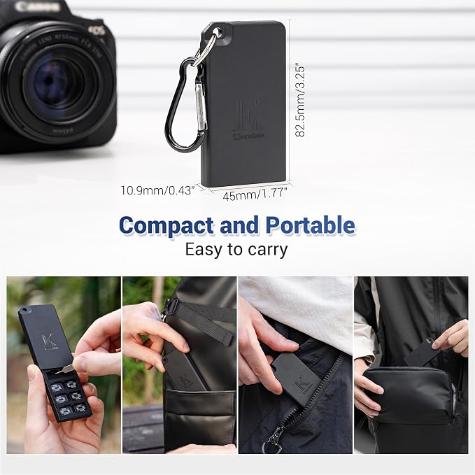 Pop-up Small TF Memory Card Case Holder for 8 TF MSD Cards with Carabiner, Portable Anti-Shock Splash-Proof MicroSD Card Case Storage Protector Organizer Keeper Container, Card Remove Tool Included - Image 7