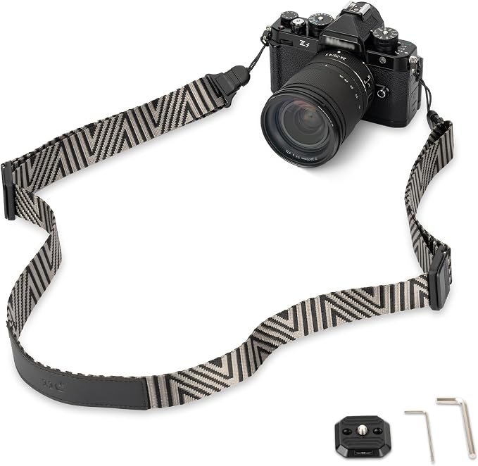 JJC DSLR Neck Strap with Patented Quick Release Buckles, Universal Adjustable Shoulder Sling Strap for Canon Nikon Sony Fujifilm Olympus Pentax DSLR SLR Cameras (Silver Grey) by JJC
