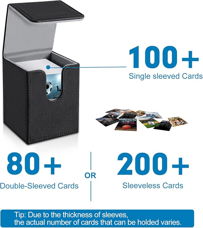 Mlikero 2 Pack Card Deck Box, Commander Deck Box Holds 200+ Single Sleeved Cards with 2 Dividers, Leather Magnetic Card Box Fit for MTG, TCG - Image 3