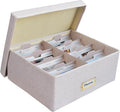 Linen Photo Storage Box – Holds 1700 Photos, Photo Organizer with Lid for Photo, Pictures, 24 Adjustable Dividers & 72 Labels Multi-Use Organizer Memory Box for Envelopes, Baby, Wedding, Cards Beige by Sprsthai
