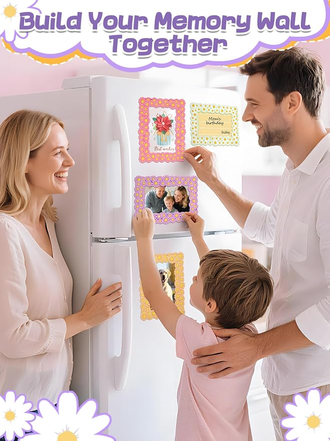 12Pcs Magnetic Picture Frames for 4"x6" Photo, Locker Accessories for Girls | 6 Colors, Cute Back to School Gifts, Classroom Decorations Supplies, Refrigerator Decor, Daisy - Image 7