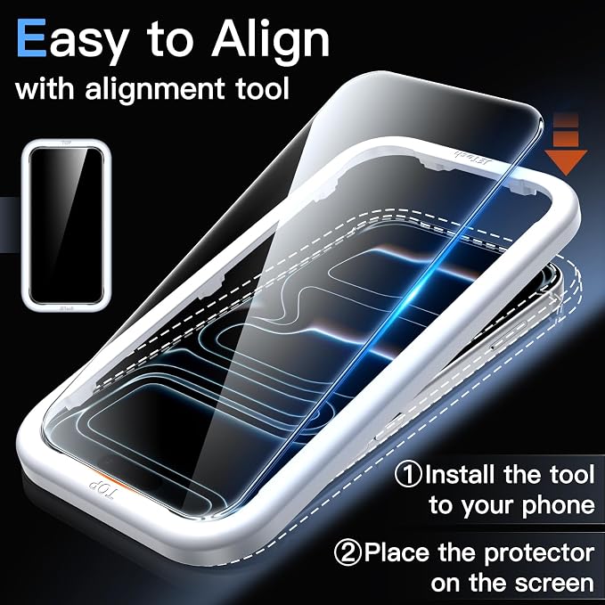 JETech Screen Protector for iPhone 17 Pro Max, 2+2 Pack | with Camera Lens Protector, HD Clear Tempered Glass, Anti-Scratch Protection, Easy Installation Tool - Image 4