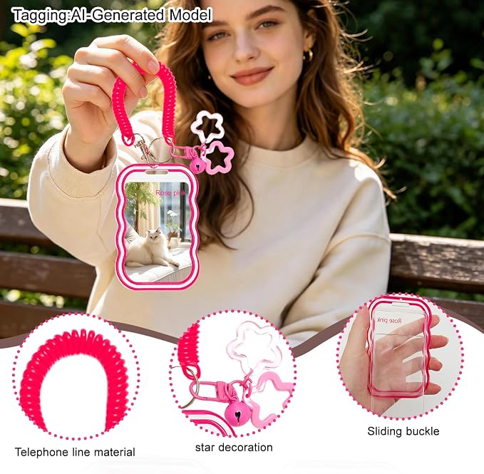2 Pack Cute Photocard Holder Keychain,Kpop Photo Card Holder | Creative Photo Protector Keychain Accessories for Bus Card, Daily Display & Travel Decorations Gifts - Image 3