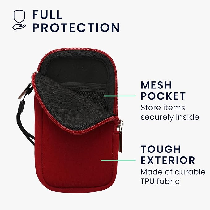 kwmobile Universal Phone Pouch Size M - 5.5" - Neoprene Smartphone Pouch with Zip - Water-Repellent Mobile Phone Case - Sleeve in Red - Image 3