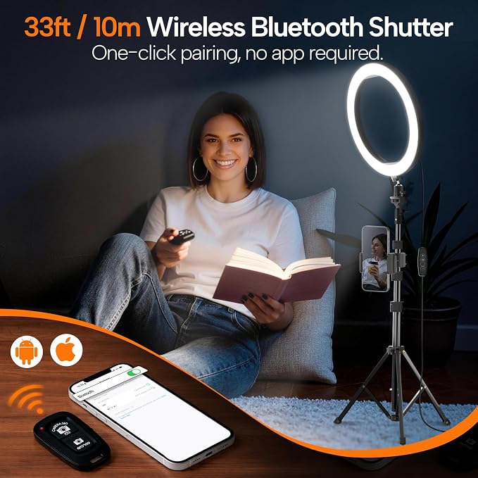 EMART 10" Ring Light with 55" Extendable Tripod Stands and Phone Holder | Dimmable LED Circle Round Light for Selfie Camera Photography, Makeup, YouTube Video, Vlogging, Live Streaming - Image 6