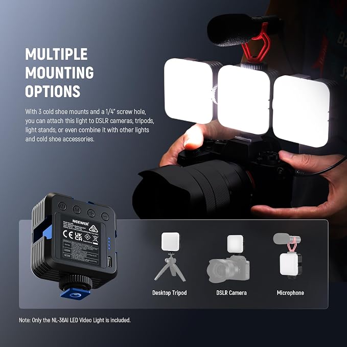 NEEWER LED Video Light, Portable Bi Color Lights for Cameras, NL-36AI | 3200K~5600K Dimming, CRI 97+, 8 Scene Modes, 2000mAh Rechargeable Battery, for Gaming YouTube Vlog Photography - Image 6
