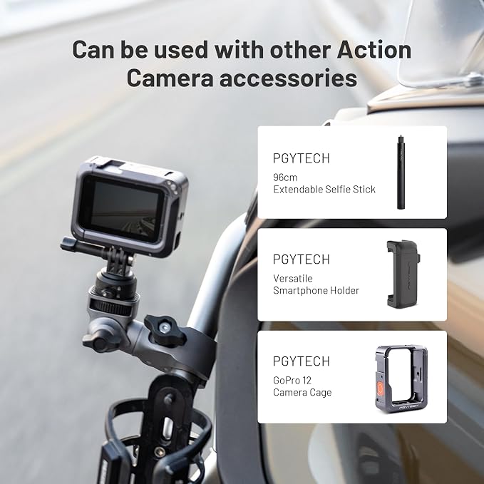 PGYTECH CapLock Super Clamp Mount, Aluminum Alloy Bracket Crab Clamp Mount | Heavy Duty Clamp with 1/4" Screw for Gopro 13/12, DJI Osmo 360/Action 6/5 Pro/Pocket 3 4/Xtra Muse, Insta360, Action Camera - Image 8