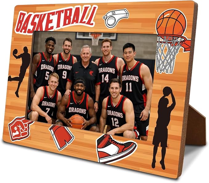 Basketball Picture Frame, Sports Themed Photo Frame for 4x6 Inches Photos, Tabletop Display Frames for Players and Coaches, Gift to Basketball Enthusiasts, Home Office Decor by Unknown