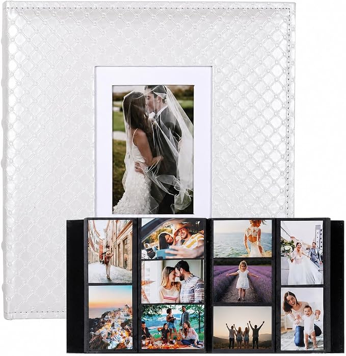 RECUTMS Photo Album 4x6 Pictures, 800 Pockets Large Capacity Picture Album | Acid-Free Black Pages, Leather Cover, Dual Horizontal/Vertical Pockets, Custom Photo Cover, Perfect for Wedding, Family&Trave by RECUTMS