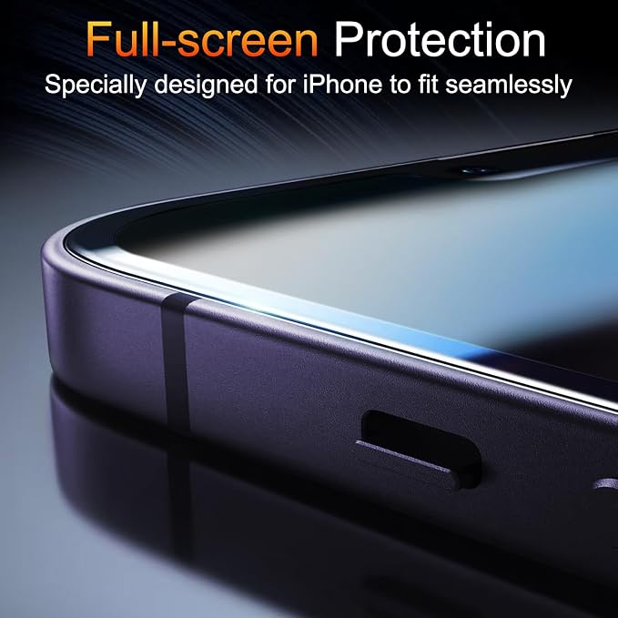 TZGZT Privacy Screen Protectors for iPhone 14 Pro Max, Tempered Glass, HD | 3 Pack, 9H+ Hardness, Military Grade Shatterproof, Easy Installation, Bubble Free, Case Friendly, Dynamic Island Compatible - Image 7