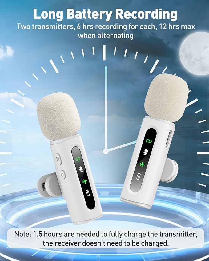 USB C Lavalier Microphone Wireless Mini Mic for Type-C Android Phone/Tablet/PC Video Recording Clip-on Mics with Rotatable Clip&Denoise Recording, Ideal for Vlog Tiktok Youtube Content Creator, White - Image 6