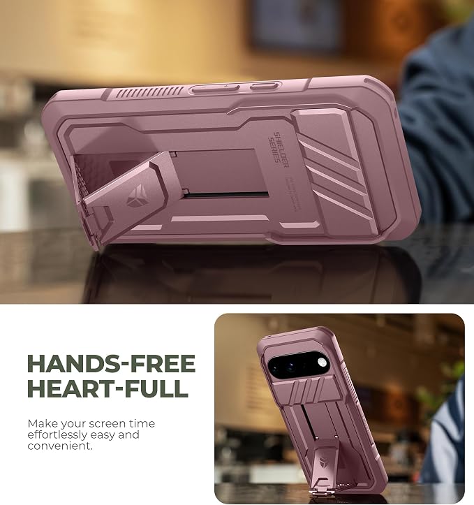 Dexnor for Google Pixel 11 Pro XL Case with Slide Camera Cover & 2 Front Frames & Built-in Screen Protector & Kickstand,Full-Body Shockproof Protective Cover Heavy-Duty Rugged Cases,Peony Pink(2026) - Image 4