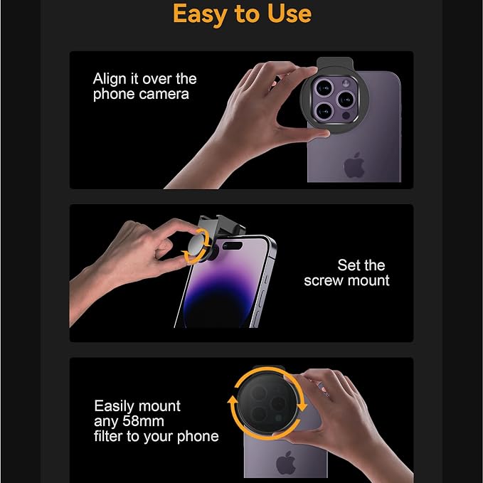 Fotorgear 67mm Phone Filter Storage Bag, Leather filter storage bag Clip On Filters Kit for Phone & Camera 67mm Adapter Ring, Phone Lens Clip Compatible with iPhone(Bag Only) - Image 9