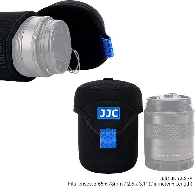 JJC Small Neoprene Camera Lens Pouch Case, Fits Lens up to 2.6 x 3.1inches | Water-Resistnat, Fold Over Closure, Compatible with Canon RF 50mm f/1.8, Sony FE 55mm f/1.8, Sigma 56mm f/1.4 - Image 2