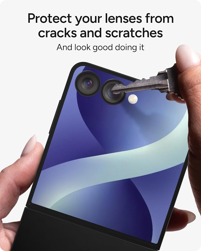 ZAGG Glass Elite Samsung Galaxy Z Flip8 Camera Lens Protector | Anti-Reflective, 5X Stronger Impact & Scratch Resistant Aluminosilicate Glass - Easy Installation, Smudge-Free Surface - Image 5