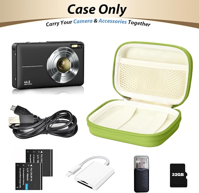 Digital Camera Case for KODAK PIXPRO FZ55/FZ45, Case Only, Green | Fits CAMKORY DC403 and Canon PowerShot ELPH 360 HS Compact Digital Cameras, Small Hard Shell Camera Pouch with Mesh Pocket - Image 4